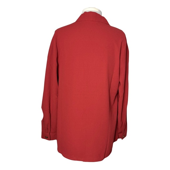 Soft Surroundings | New Garnet Red Akira Pleated V-Neck Blouse, Medium - Picture 3 of 8